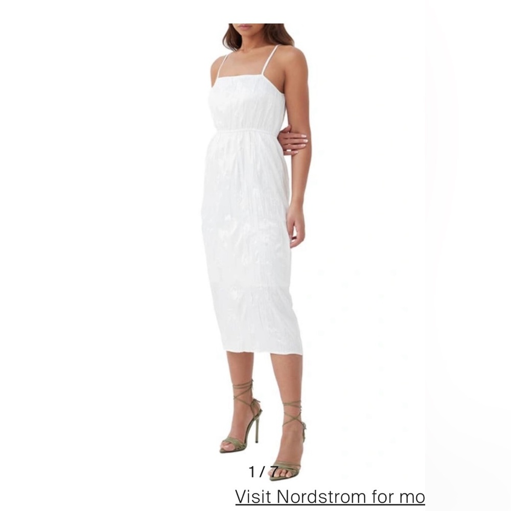 4th & Reckless|  RIAN CRINKLE SATIN MIDI DRESS IN WHITE CRINKLE | Large